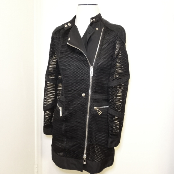 Belstaff Dunstable Black Fishnet Tech Mesh Trench Coat Jacket (XS) - Picture 3 of 11